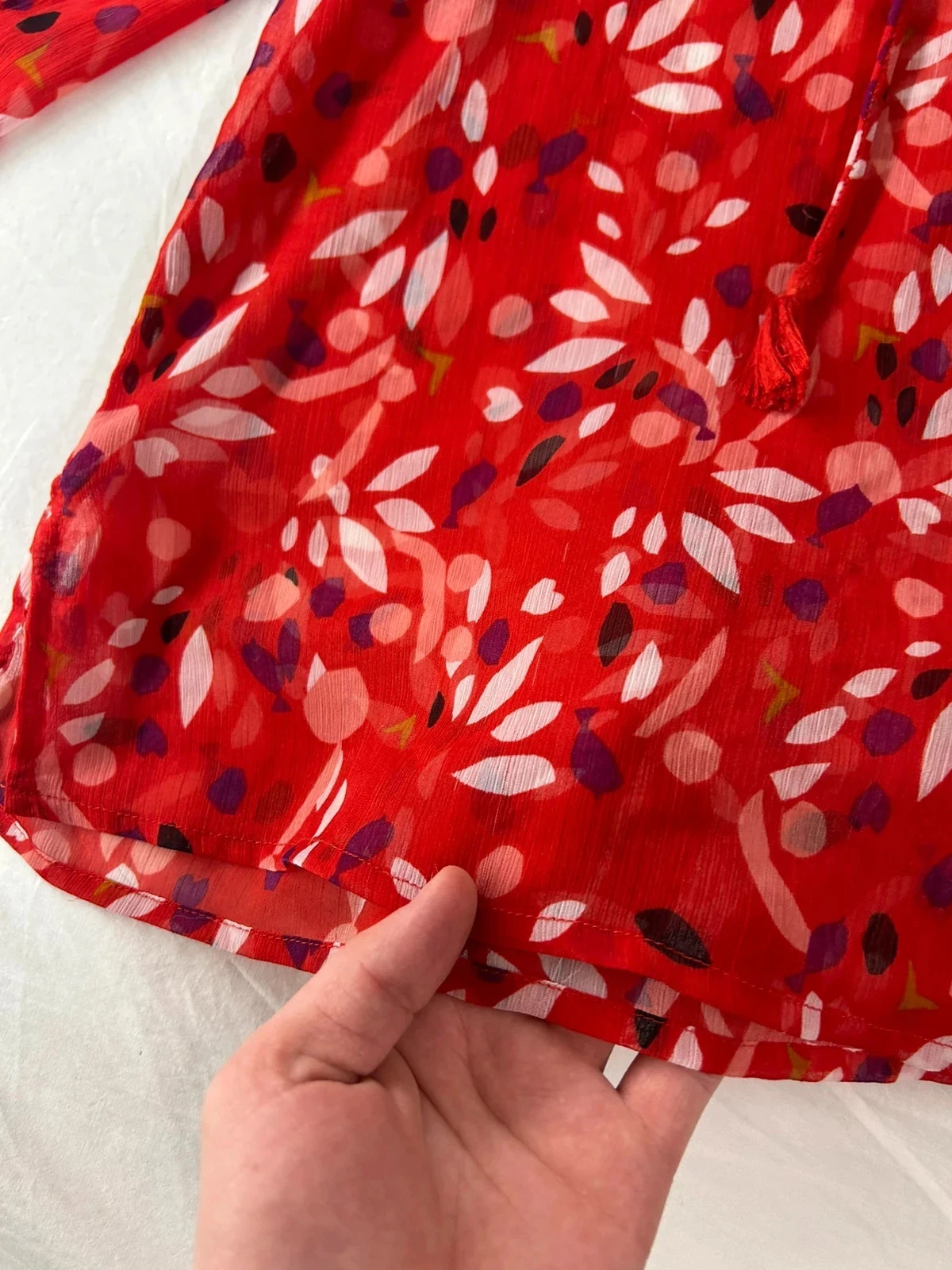 Blusa de manga corta roja transparente miss by captain tortue – photo 8
